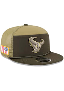 New Era Houston Texans Green 2025 Salute To Service Split Panel 9FIFTY Trucker Mens Snapback Hat