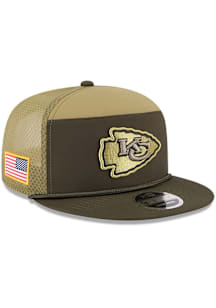 New Era Kansas City Chiefs Green 2025 Salute To Service Split Panel 9FIFTY Trucker Mens Snapback H..