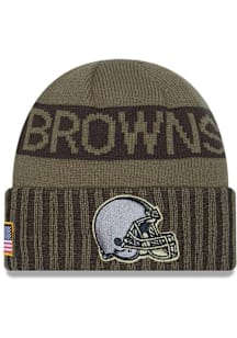 New Era Cleveland Browns Green 2025 Salute To Service Cuff Mens Knit Hat