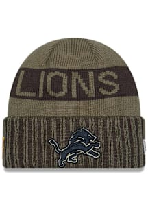 New Era Detroit Lions Green 2025 Salute To Service Cuff Mens Knit Hat