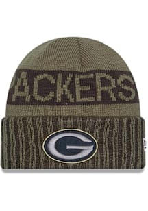 New Era Green Bay Packers Green 2025 Salute To Service Cuff Mens Knit Hat
