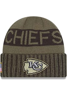 New Era Kansas City Chiefs Green 2025 Salute To Service Cuff Mens Knit Hat