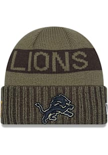 New Era Detroit Lions Green 2025 Salute To Service JR Cuff Youth Knit Hat