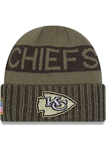 New Era Kansas City Chiefs Green 2025 Salute To Service JR Cuff Youth Knit Hat
