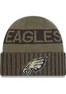 New Era Philadelphia Eagles Green 2025 Salute To Service JR Cuff Youth Knit Hat