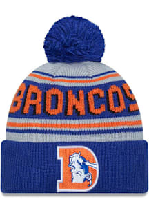 New Era Denver Broncos Blue Evergreen Cuff Pom Mens Knit Hat