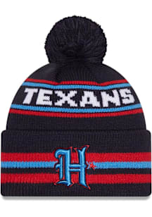 New Era Houston Texans Navy Blue Classic Cuff Pom Mens Knit Hat
