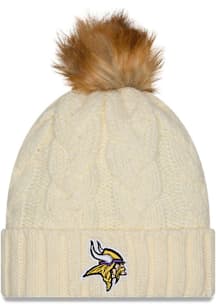 New Era Minnesota Vikings White Fur Cuff Pom Womens Knit Hat