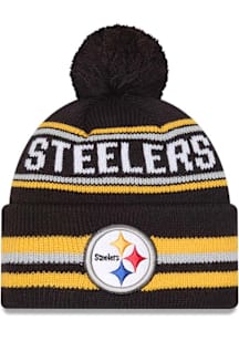 New Era Pittsburgh Steelers Black Classic Cuff Pom Mens Knit Hat