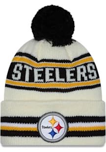 New Era Pittsburgh Steelers White Classic Cuff Pom Mens Knit Hat