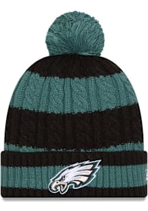 New Era Philadelphia Eagles Green Braided Cuff Pom Womens Knit Hat