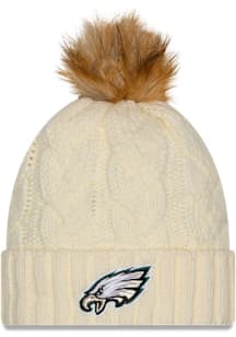 New Era Philadelphia Eagles White Fur Cuff Pom Womens Knit Hat
