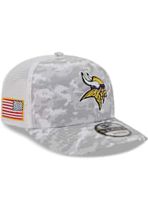 New Era Minnesota Vikings 2025 Salute to Service Camo Fan Pack 9SEVENTY Trucker Adjustable Hat - G..