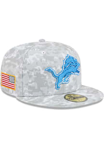 New Era Detroit Lions Mens Grey 2025 Salute to Service Fan Pack 59FIFTY Fitted Hat