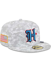 New Era Houston Texans Mens Grey 2025 Salute to Service Fan Pack 59FIFTY Fitted Hat