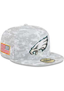 New Era Philadelphia Eagles Mens Grey 2025 Salute to Service Fan Pack 59FIFTY Fitted Hat