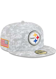 New Era Pittsburgh Steelers Mens Grey 2025 Salute to Service Fan Pack 59FIFTY Fitted Hat