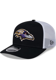 New Era Baltimore Ravens Stretch Snap Cotton Trucker 9SEVENTY Adjustable Hat - Black