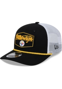 New Era Pittsburgh Steelers Stretch Snap Trucker Patch 9SEVENTY Adjustable Hat - Black