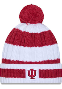 New Era Indiana Hoosiers Cardinal Braided Cuff Pom Youth Knit Hat