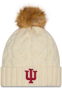 New Era Indiana Hoosiers White Fur Cuff Pom Youth Knit Hat
