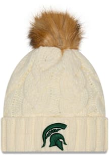New Era Michigan State Spartans White Fur Cuff Pom Youth Knit Hat
