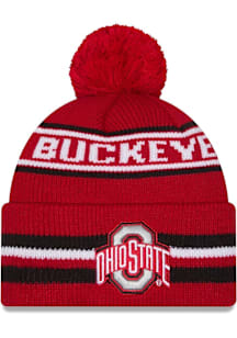 New Era Ohio State Buckeyes Red Classic Cuff Pom Youth Knit Hat