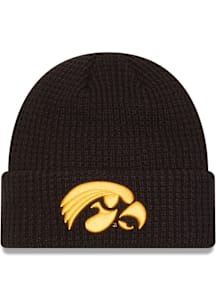 New Era Iowa Hawkeyes Jr Waffle Cuff Baby Knit Hat - Black