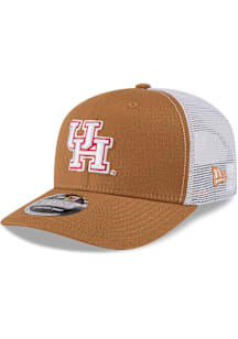 New Era Houston Cougars Evergreen 9SEVENTY Stretch Snap Trucker Adjustable Hat - Tan