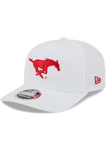 New Era SMU Mustangs Evergreen Perform 9SEVENTY Stretch Snap Adjustable Hat - White
