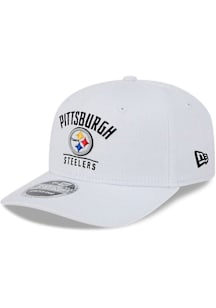 New Era Pittsburgh Steelers Team Wordmark & Logo Stretch 9SEVENTY Adjustable Hat - White