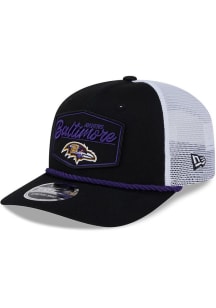 New Era Baltimore Ravens 9SEVENTY Stretch Snap Cotton Trucker Patch Adjustable Hat - Black