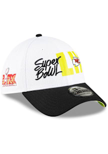 New Era Kansas City Chiefs Mens White 2024 Super Bowl LIX Participant 39THIRTY Flex Hat