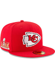 New Era Kansas City Chiefs Mens Red 2024 Super Bowl LIX Participant Side Patch 59FIFTY Fitted Hat