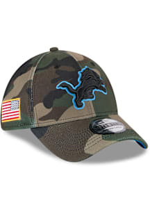 New Era Detroit Lions Mens Green 2025 Salute to Service Camo Fan Pack 39THIRTY Flex Hat