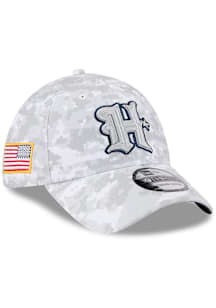 New Era Houston Texans Mens Grey 2025 Salute to Service Camo Fan Pack 39THIRTY Flex Hat