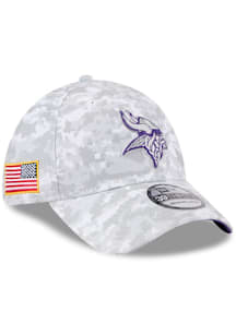 New Era Minnesota Vikings Mens Grey 2025 Salute to Service Camo Fan Pack 39THIRTY Flex Hat