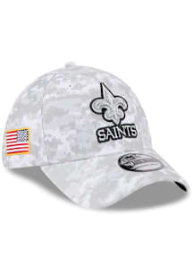 New Era New Orleans Saints Mens Grey 2025 Salute to Service Camo Fan Pack 39THIRTY Flex Hat