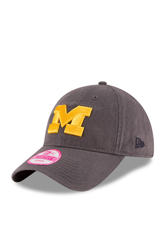 New Era Michigan Wolverines Grey Preferred Pick LS 9TWENTY Womens Adjustable Hat
