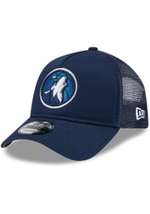 New Era Minnesota Timberwolves 9FORTY A-Frame Foam Trucker Adjustable Hat - Navy Blue