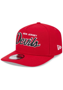 New Era New Jersey Devils Red 9FIFTY A-Frame Poly Script Mens Snapback Hat