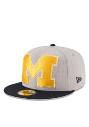 New Era Michigan Wolverines Mens Grey Heather Grand 59FIFTY Fitted Hat