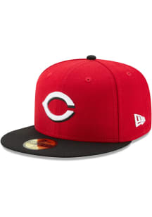 New Era Cincinnati Reds Mens Red AC Road  59FIFTY Fitted Hat