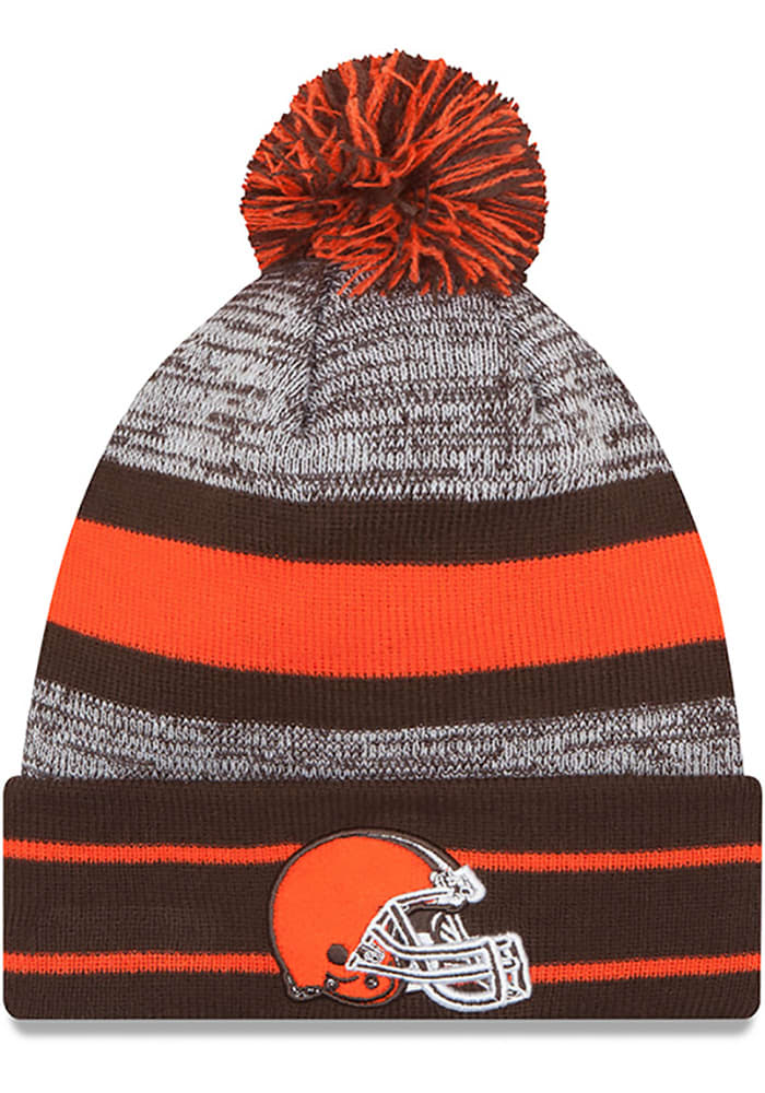 New Era Cleveland Browns Brown Cuff Pom Mens Knit Hat