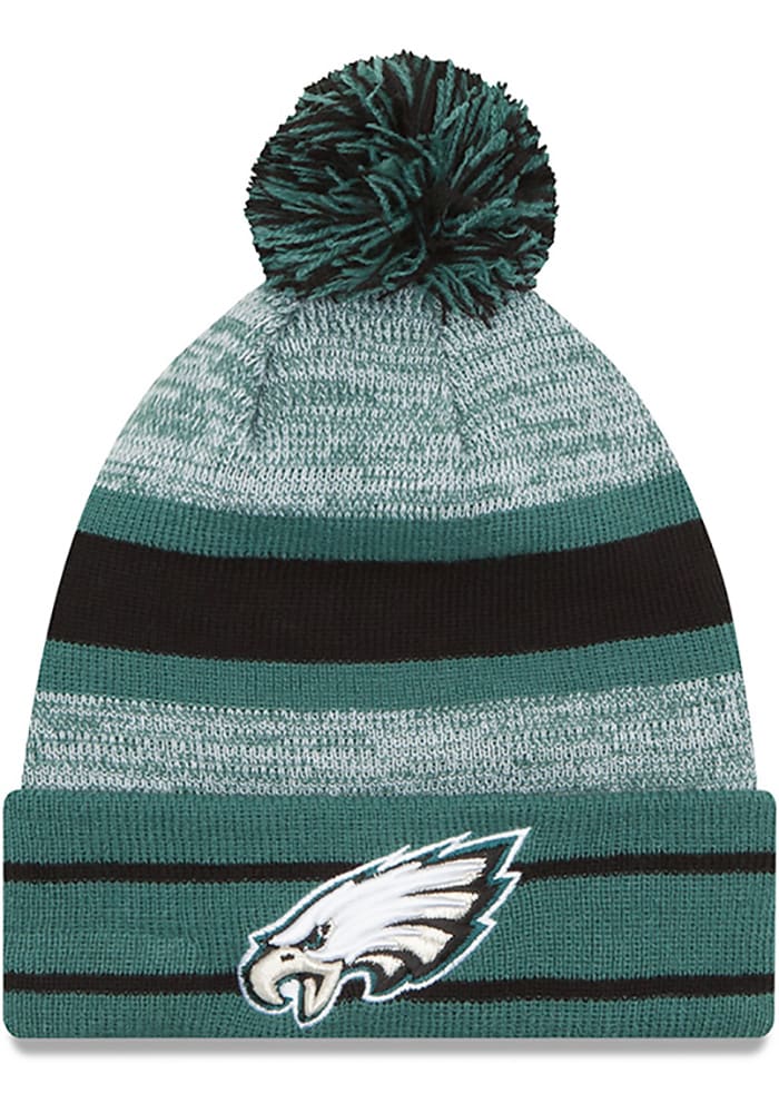 New Era Philadelphia Eagles Midnight Green Cuff Pom Mens Knit Hat