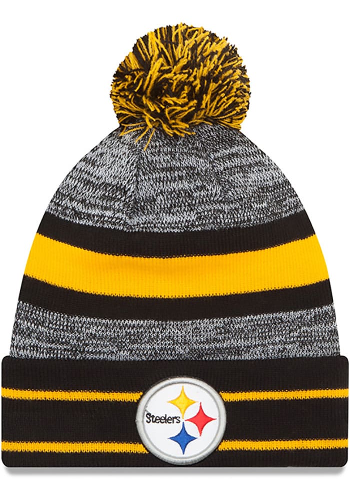 New Era Pittsburgh Steelers Black Cuff Pom Mens Knit Hat