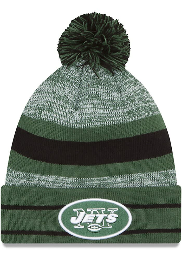 Men's New Era Green New York Jets Repeat Cuffed Knit Hat with Pom