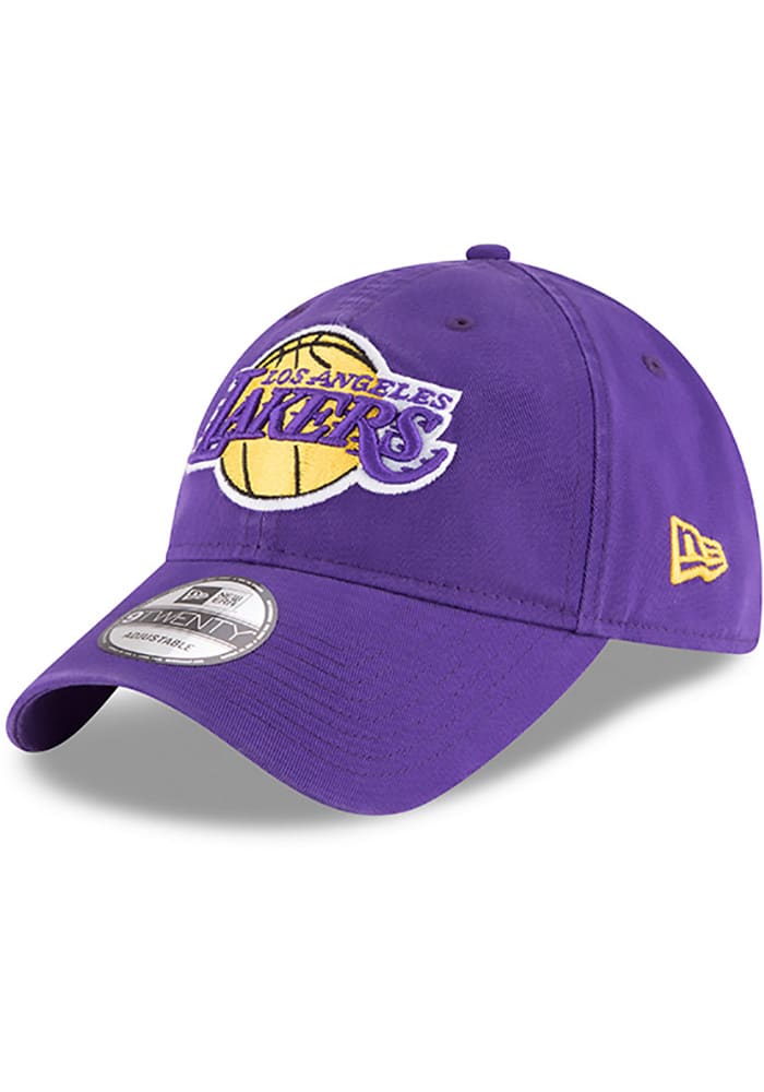 New Era 9TWENTY Los Angeles Lakers Core Classic Adjustable Strapback Hat Official Team Colors Purple