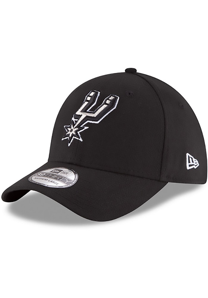 New Era San Antonio Spurs Mens Black Team Classic 39THIRTY Flex Hat