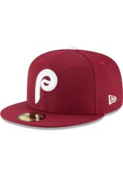 New Era Philadelphia Phillies Mens Maroon 1970 Cooperstown Wool 59FIFTY Fitted Hat